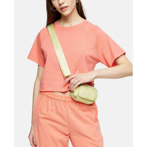 TopShop Women's Apricot Orange Cropped Raglan Tee Shirt Size 8 NWOT